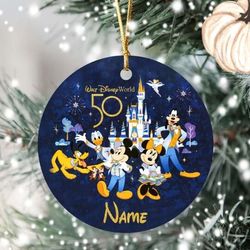 custom walt disney world 50th anniversary mickey and friends ornament, disney world ornaments
