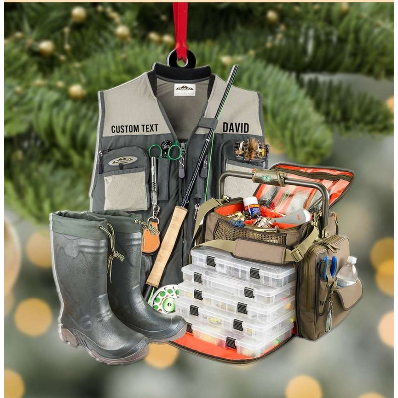 Fishing Vest, Fishing Christmas Tackle Box Christmas Ornament, Custom Name Fishing Ornament, Gift For Dad, Name Christmas Tackle Box - 1.jpg