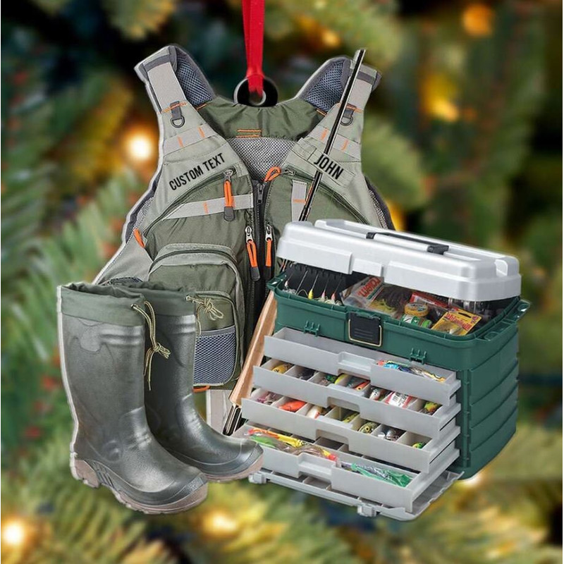 Fishing Vest, Fishing Christmas Tackle Box Christmas Ornament, Custom Name Fishing Ornament, Gift For Dad, Name Christmas Tackle Box - 2.jpg