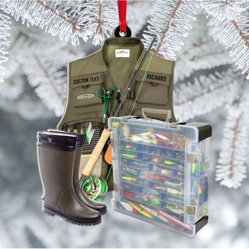Fishing Vest, Fishing Christmas Tackle Box Christmas Ornament, Custom Name Fishing Ornament, Gift For Dad, Name Christmas Tackle Box - 3.jpg