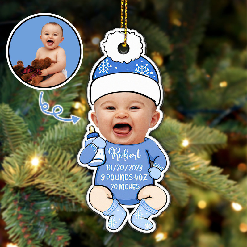 Personalized Baby's First Christmas, Customized Babies 1st Christmas, Personalized Baby Name, Christmas Tree Ornaments, New Baby Gift - 2.jpg
