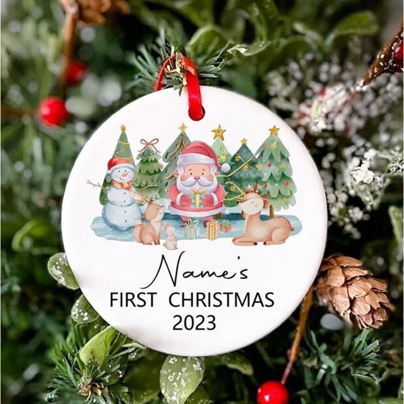 Personalized Christmas Baby Ornament, Custom Name Ornament, Baby First Christmas Ornament, Custom Keepsake,Gift Infant Xmas Ceramic Ornament - 2.jpg