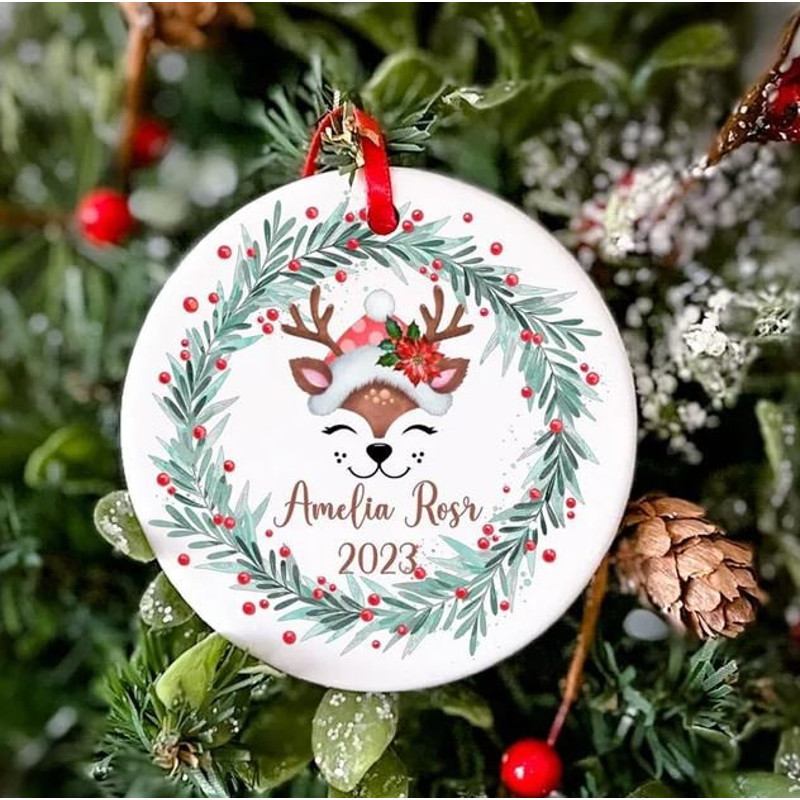 Personalized Christmas Baby Ornament, Custom Name Ornament, Baby First Christmas Ornament, Custom Keepsake,Gift Infant Xmas Ceramic Ornament - 3.jpg