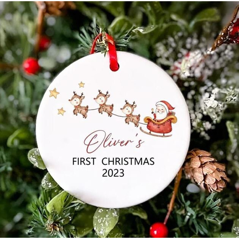 Personalized Christmas Baby Ornament, Custom Name Ornament, Baby First Christmas Ornament, Custom Keepsake,Gift Infant Xmas Ceramic Ornament - 5.jpg