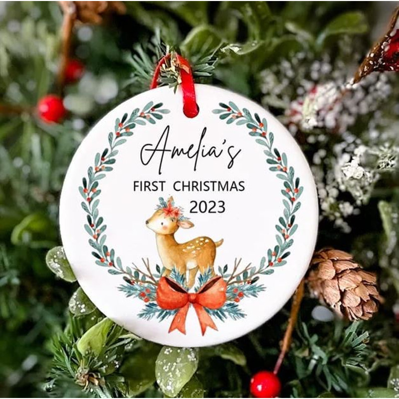 Personalized Christmas Baby Ornament, Custom Name Ornament, Baby First Christmas Ornament, Custom Keepsake,Gift Infant Xmas Ceramic Ornament - 6.jpg