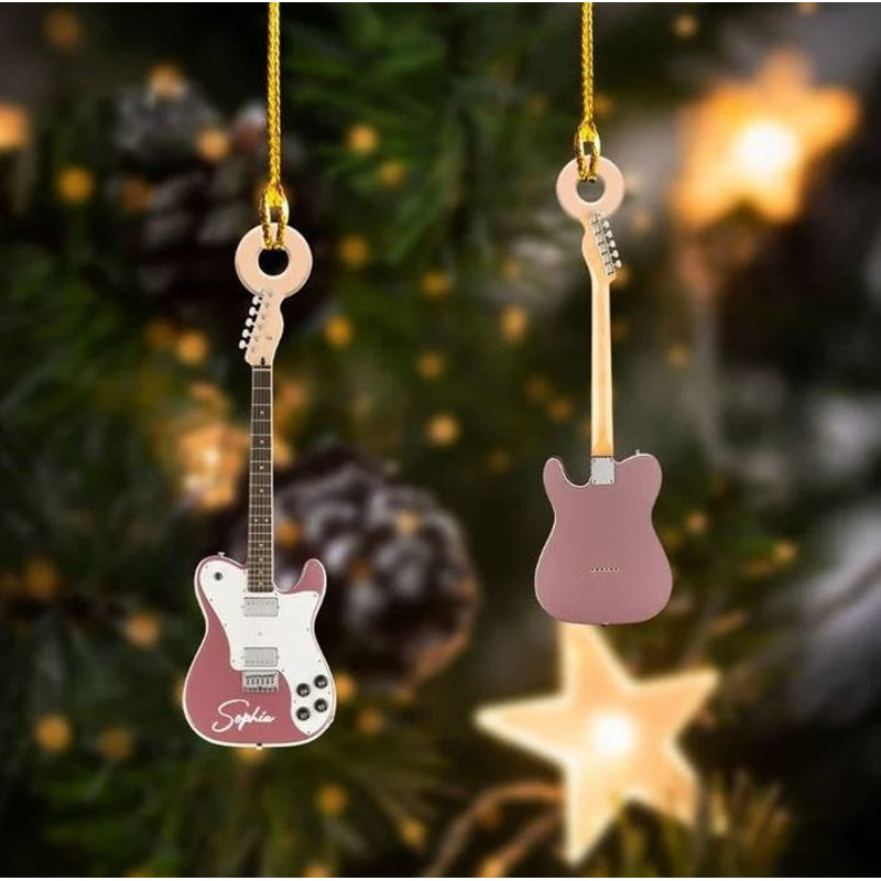 Personalized Classic Guitar Custom Name Ornament, Custom Name Ornament, Custom Shape Ornament for Music Players, Gift For Guitar Players - 2.jpg