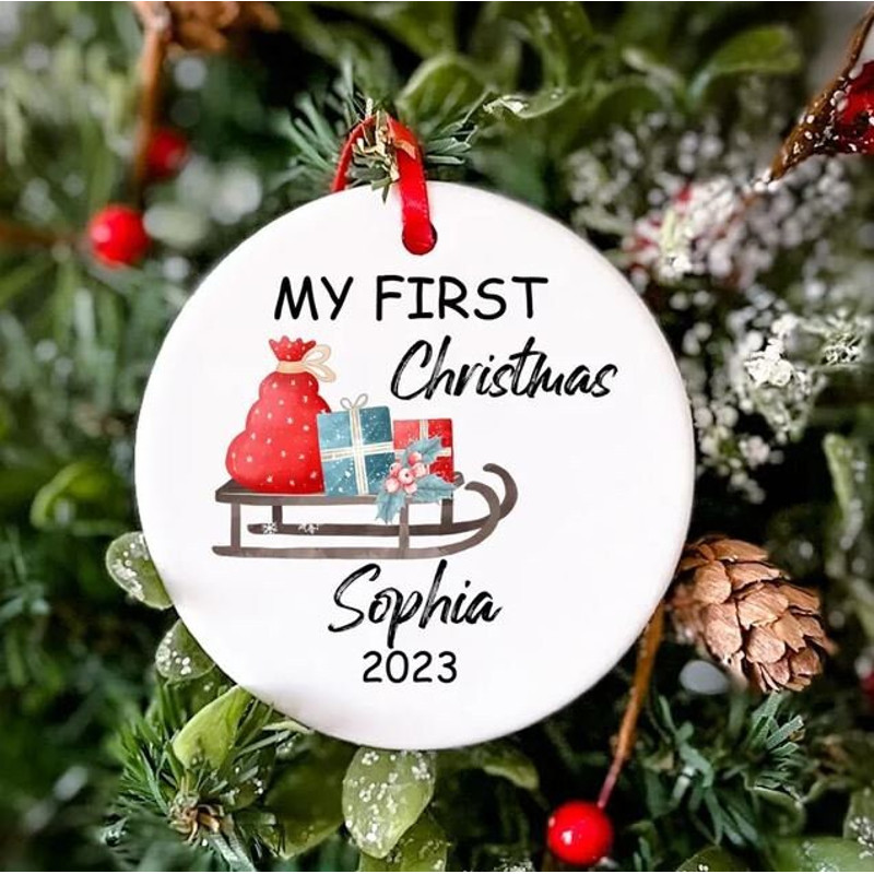 Personalized Christmas Baby Ornament, Custom Name Ornament, Baby First Christmas Ornament, Custom Keepsake,Gift Infant Xmas Ceramic Ornament - 7.jpg