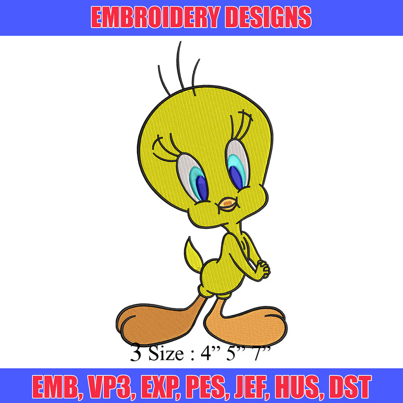 Tweety cartoon embroidery design, Tweety cartoon embroidery, cartoon design, embroidery file, Digital download..jpg