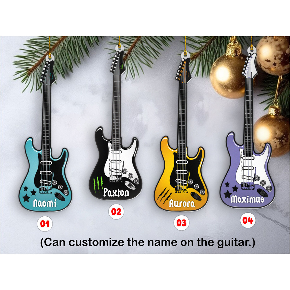 Personalized Guitar Christmas Ornament, Electric Guitar Ornament 2023, Custom Name Guitar Ornament, Music Instruments for Band - 1.jpg
