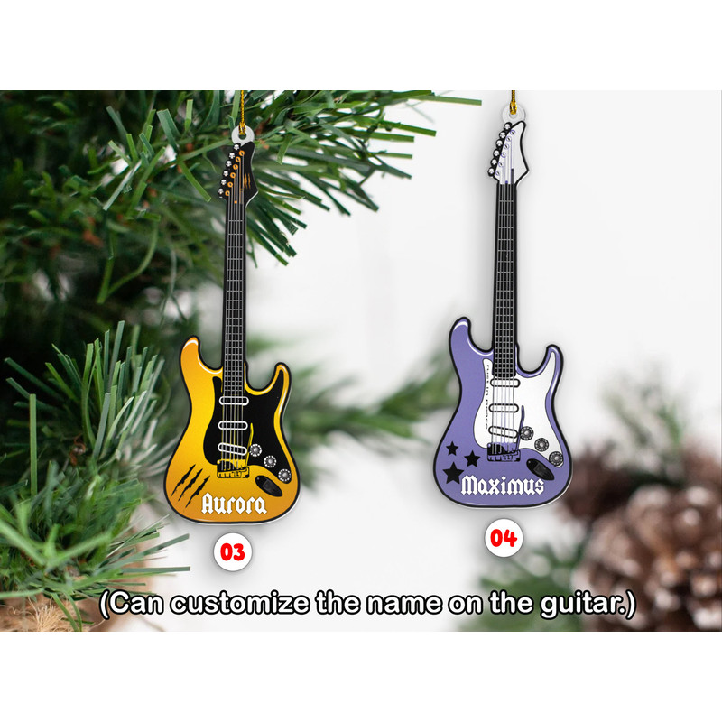 Personalized Guitar Christmas Ornament, Electric Guitar Ornament 2023, Custom Name Guitar Ornament, Music Instruments for Band - 2.jpg