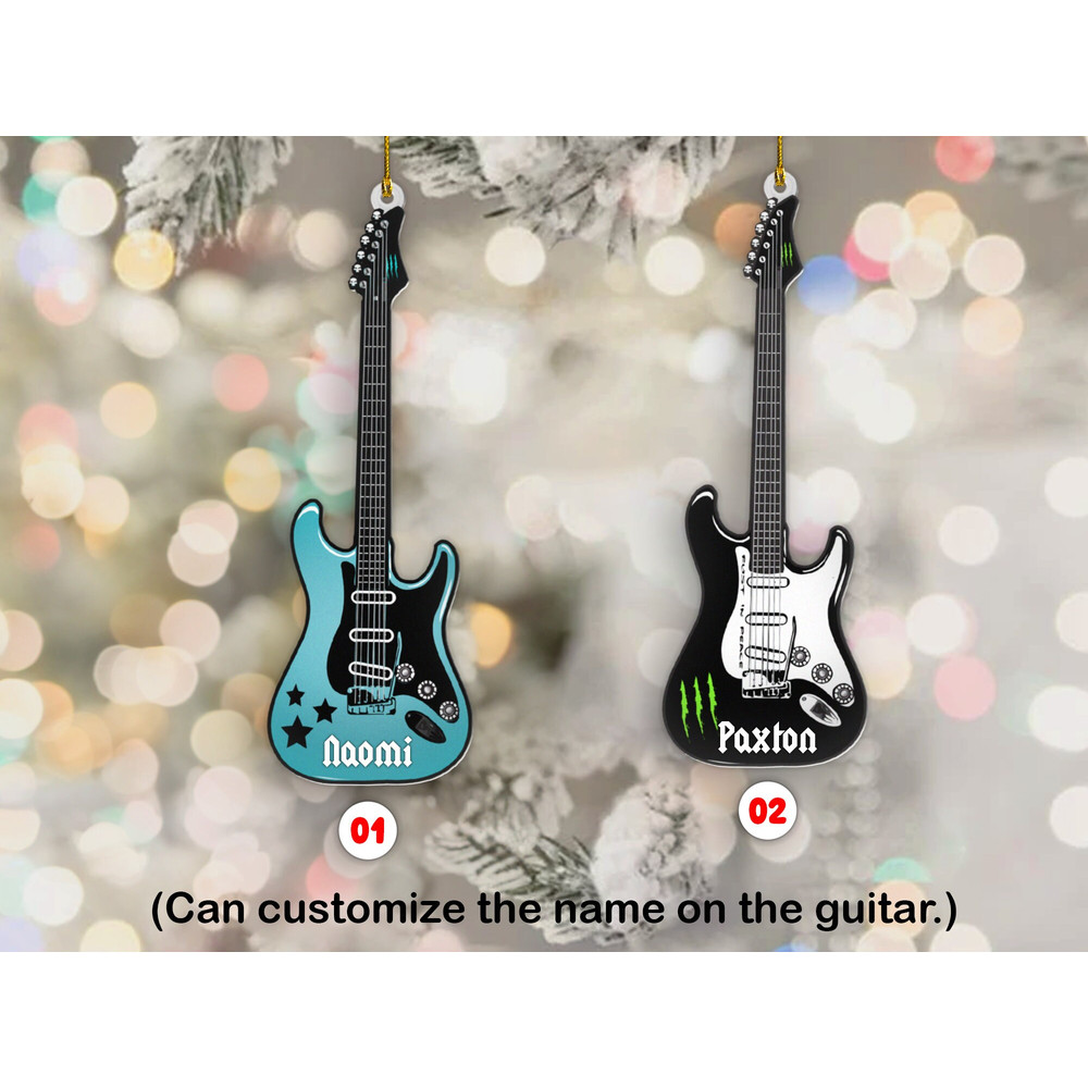 Personalized Guitar Christmas Ornament, Electric Guitar Ornament 2023, Custom Name Guitar Ornament, Music Instruments for Band - 3.jpg