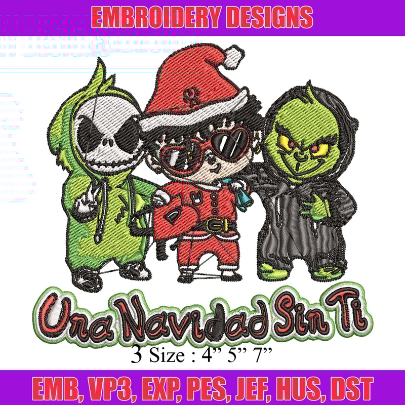 Una Navidad Sin Ti Grinch Embroidery design, Grinch christmas Embroidery, logo design, Embroidery File, Instant download.jpg