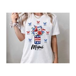 personalized 4th of july mimi png, 4th of july png, mimi flower with kids names, american flag png, floral mimi png, mom
