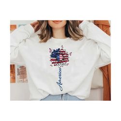 american flag sunflower png, 4th of july png, patriotic png, fourth of july png, independence day png, butterfly sunflow