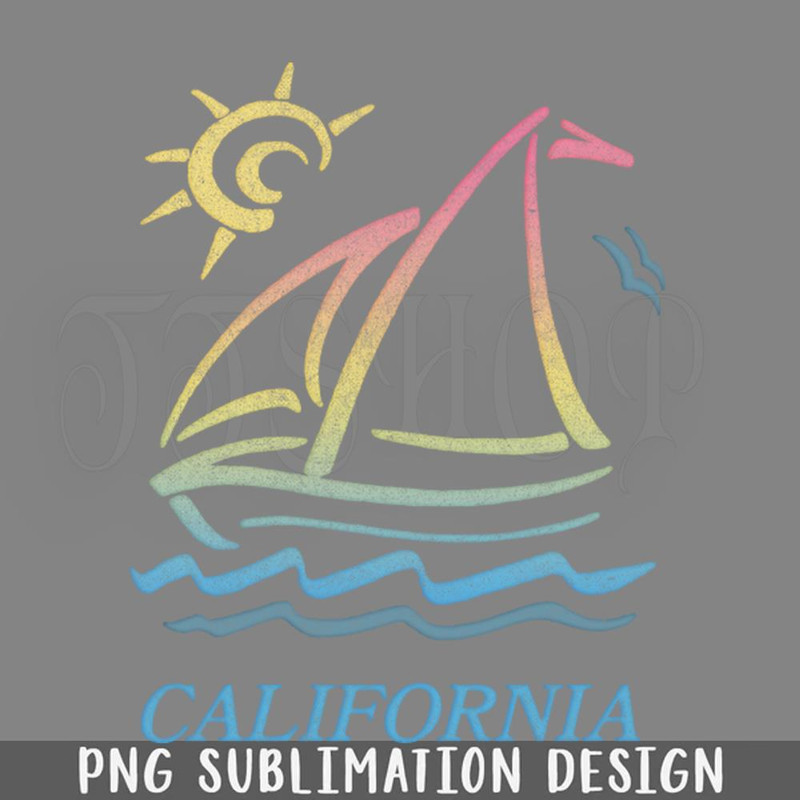 DMAA136-80s Vintage Style California Aesthetic Sailboat Faded PNG Download.jpg