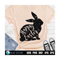 easter bunny grunge svg, happy easter bunny svg, bunny distressed svg, easter cut files