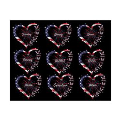 bundle personalized grandma with kids names png, 4th of july heart png, mama png, mimi png, buterfly 4th of july, indepe