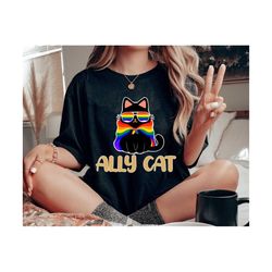 pride ally cat png, lgbtq png, rainbow colors cat ally png, cat pride png, funny pride png, lgbt shirt design, love is l