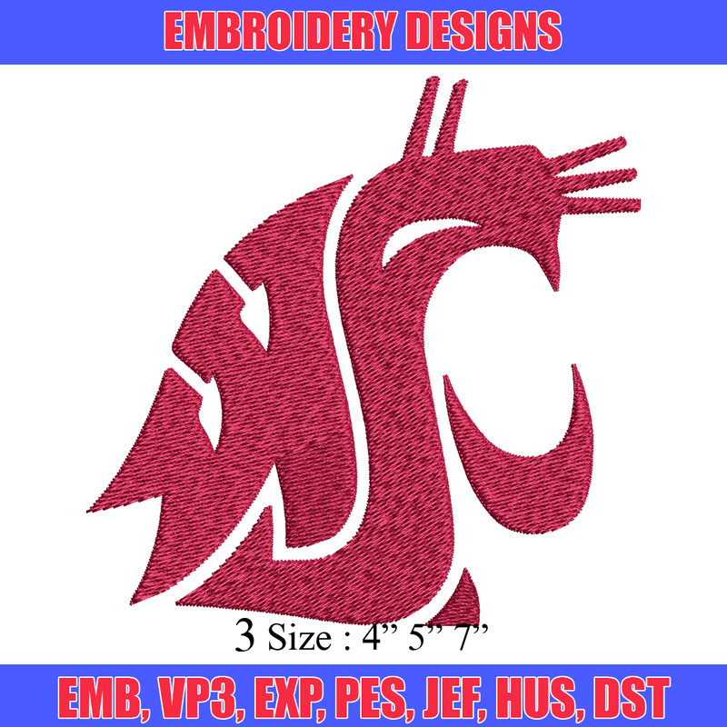 Washington State Cougars embroidery design, Washington State Cougars embroidery, Sport embroidery, NCAA embroidery..jpg
