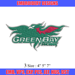 Wisconsin Green Bay Phoenix embroidery design, Wisconsin Green Bay Phoenix embroidery, Sport embroidery, NCAA embroidery