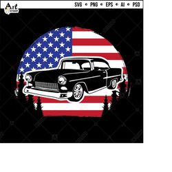 classic car svg file - car   flag sunset vintage retro car svg graphic