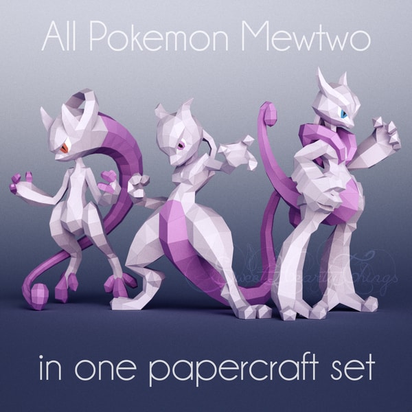 All Mewtwo In One Papercraft Set PDF DXF Templates | Inspire Uplift