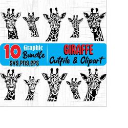 giraffe head art, svg , png, eps instant digital downloads