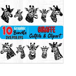 giraffe head with bandana, svg , png, eps instant digital downloads