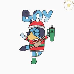 bluey boy christmas stanley tumbler svg digital cricut file