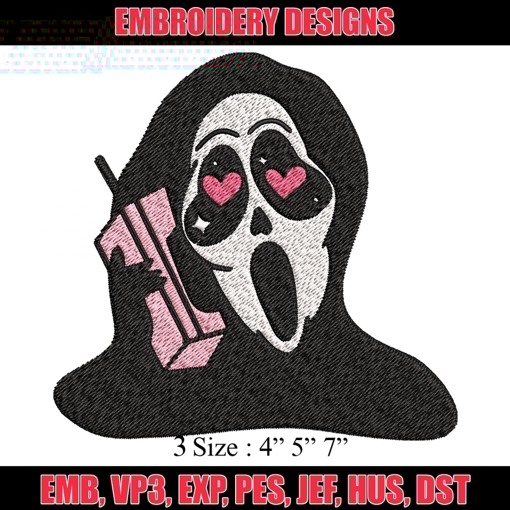 Ghost Face Call Me Embroidery design, Ghost Face Embroidery, Embroidery File, Horror design, Digital download..jpg