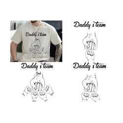 personalized daddys team png, father's day png, fathers and a child hands png, dad shirt design, fist bump png, gift for