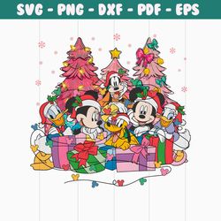 vintage pink disney christmas mouse and friend png file
