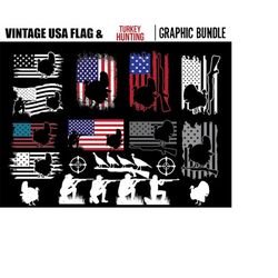 turkey hunting svg files - turkey flag bundle hunter svg