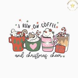 cute run on coffee and christmas cheer svg file for cricut