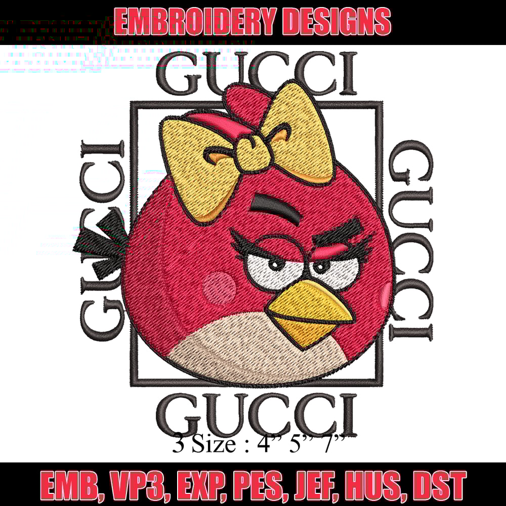 Girl Bird gucci Embroidery design, Angry Birds Embroidery, cartoon design, Embroidery File, logo shirt, Digital download.jpg