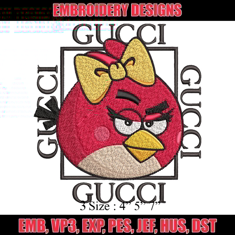 Girl Bird gucci Embroidery design, Angry Birds Embroidery, cartoon design, Embroidery File, logo shirt, Digital download.jpg
