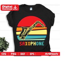 Saxophone svg files - SAXOPHONE theme_Retro artistic art vintage artsy style music instrument svg instant digital downloads