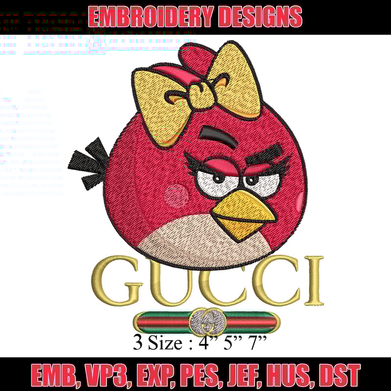 Girl Bird gucci Embroidery design, Angry Birds Embroidery, cartoon design, Embroidery File, logo shirt, Instant download.jpg