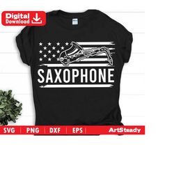 Saxophone svg files - Cute patriotic vintage flag graphic theme for saxophonists music instrument svg instant digital downloads