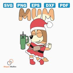 Retro Rad Mom Bluey Christmas Stanley Tumbler SVG File