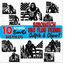 bigfoot or sasquatch in usa flag, sasquatch, squatch or yeti, svg , png, eps instant digital downloads bundles