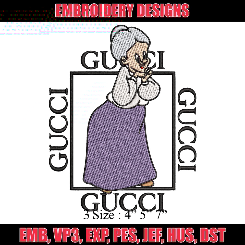 Granny Gucci Embroidery design, Granny Gucci Embroidery, cartoon design, Embroidery File, Gucci logo, Digital download..jpg