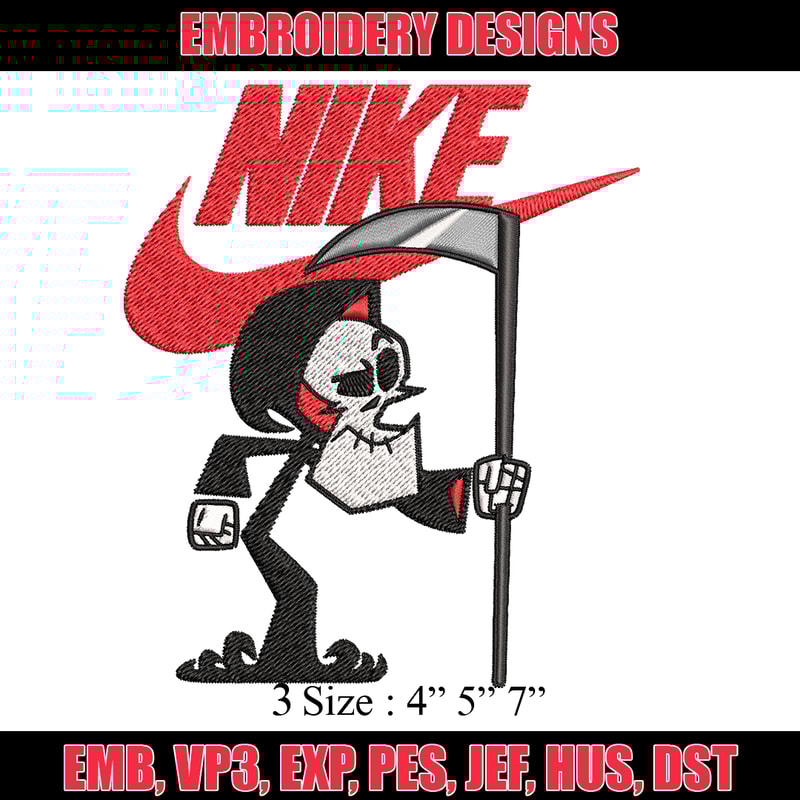 Grim cartoon Nike Embroidery design, Grim cartoon Embroidery, Nike design, Embroidery file, logo shirt, Instant download.jpg