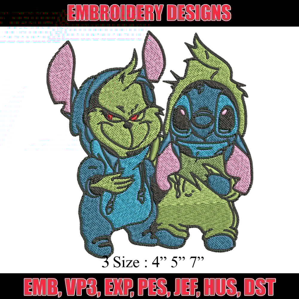 Grinch and Stitch Embroidery design, Grinch and Stitch Embroidery, cartoon design, logo shirt, Digital download..jpg
