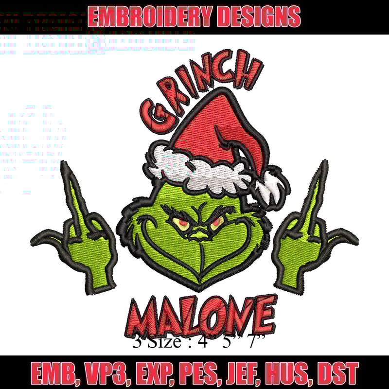 Grinch Middle Finger Embroidery design, Grinch christmas Embroidery, Embroidery File, Grinch design, Instant download..jpg