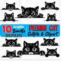 cats svg files - peeking cute cat svg graphic bundle instant digital downloads