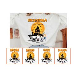 custom grandma's little monster halloween png, spooky grandma shirt design, nana mimi png, halloween png, little monster kids bundle