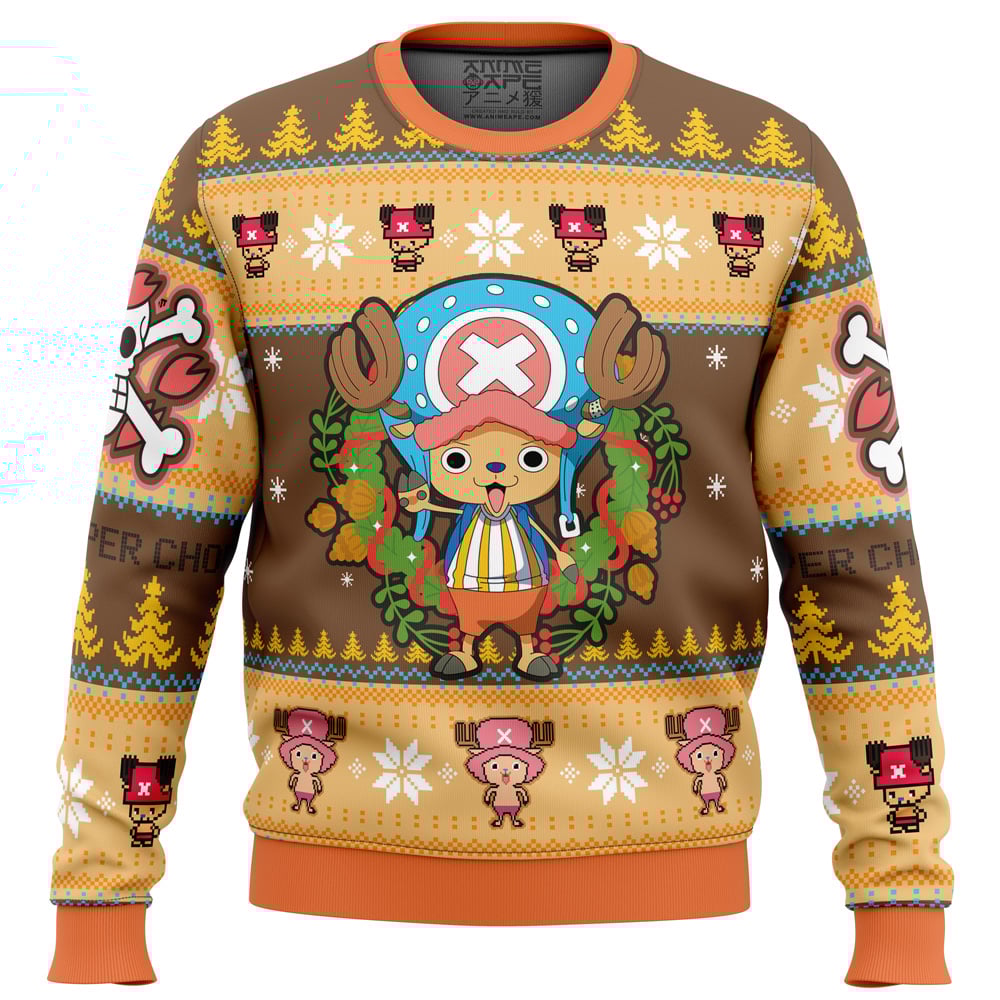 Christmas Tony Chopper One Piece All Over Print Hoodie 3D Zip Hoodie 3D Ugly Christmas Sweater 3D Fleece Hoodie