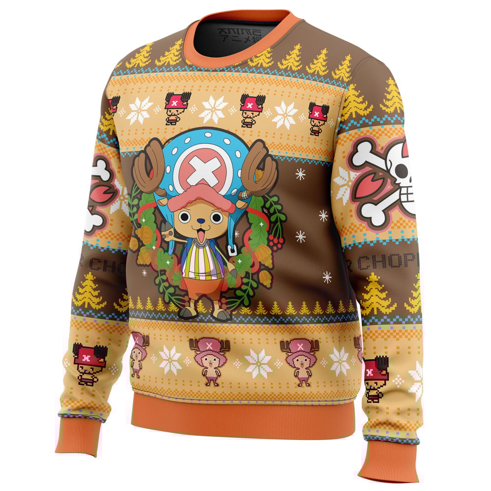 Christmas Tony Chopper One Piece All Over Print Hoodie 3D Zip Hoodie 3D Ugly Christmas Sweater 3D Fleece Hoodie
