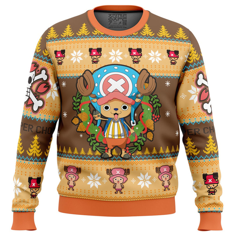 Christmas Tony Chopper One Piece All Over Print Hoodie 3D Zip Hoodie 3D Ugly Christmas Sweater 3D Fleece Hoodie